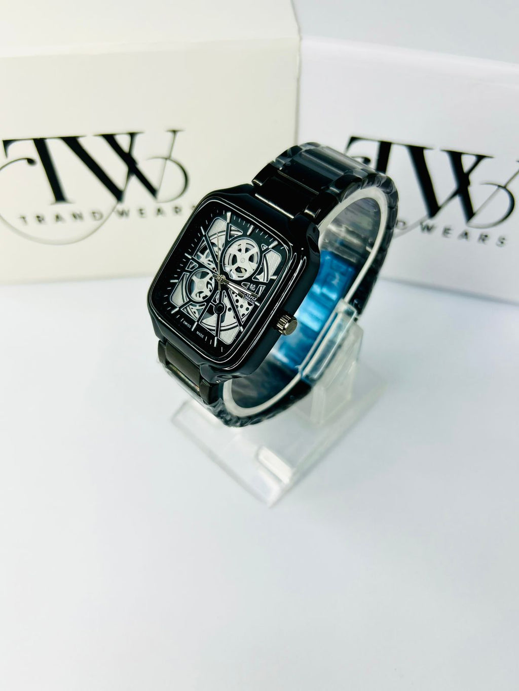 Men’s Square Dial Watch – Black Dial, Stylish Modern Analog Wrist Watch, Luxury Casual & Formal Watch