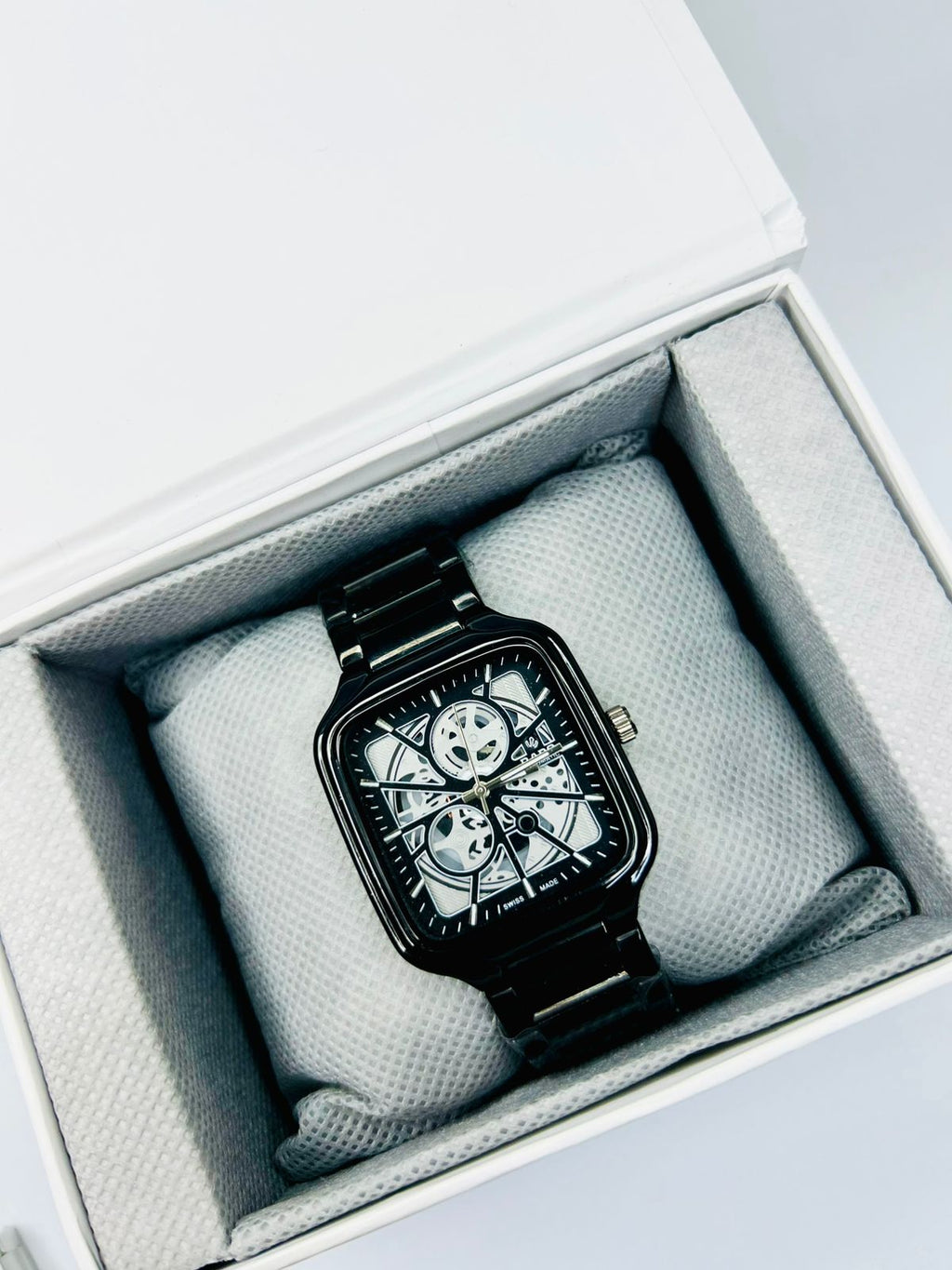 Men’s Square Dial Watch – Black Dial, Stylish Modern Analog Wrist Watch, Luxury Casual & Formal Watch