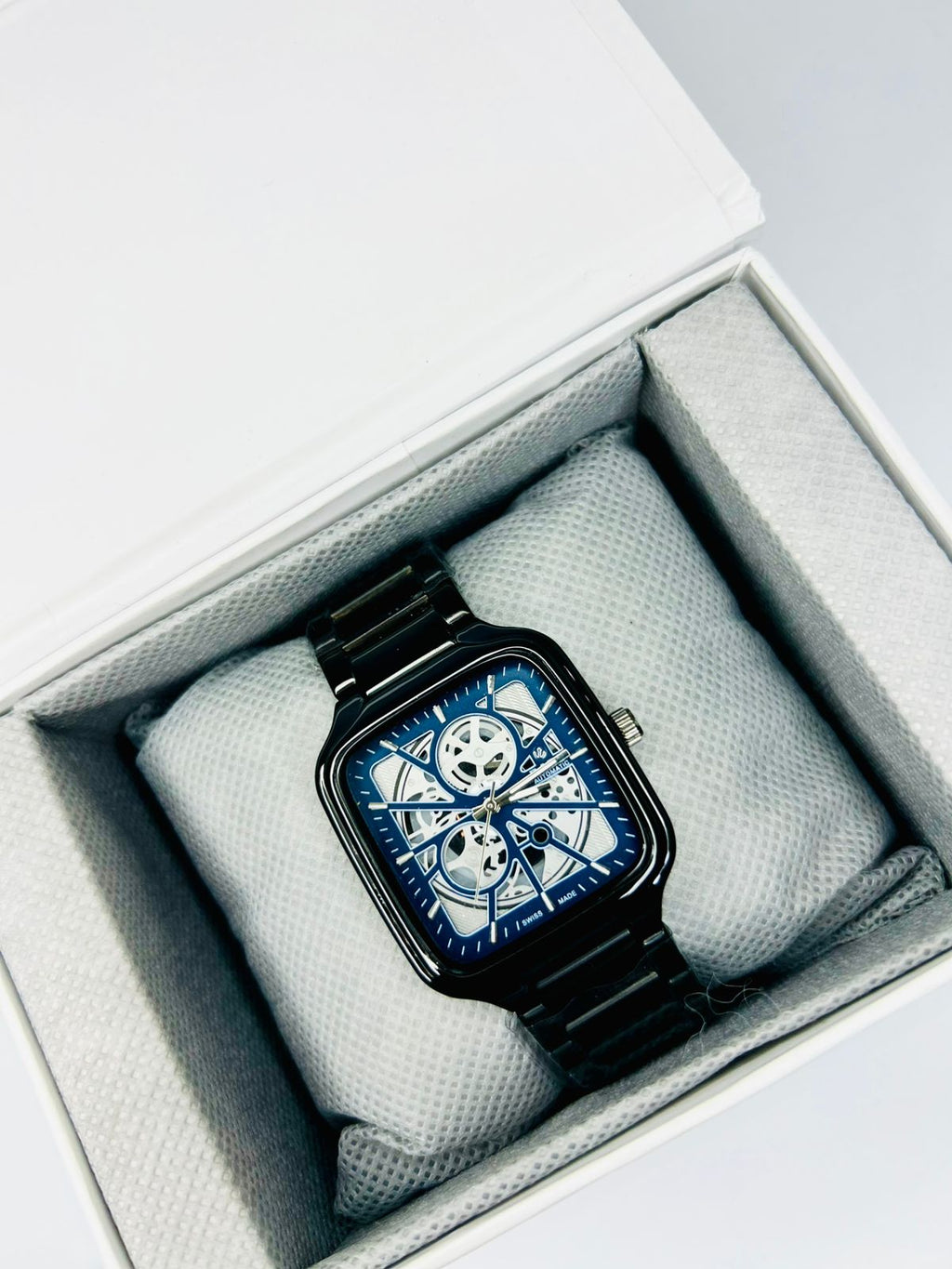 Men’s Square Dial Watch – Blue Dial, Stylish Modern Analog Wrist Watch, Luxury Casual & Formal Watch