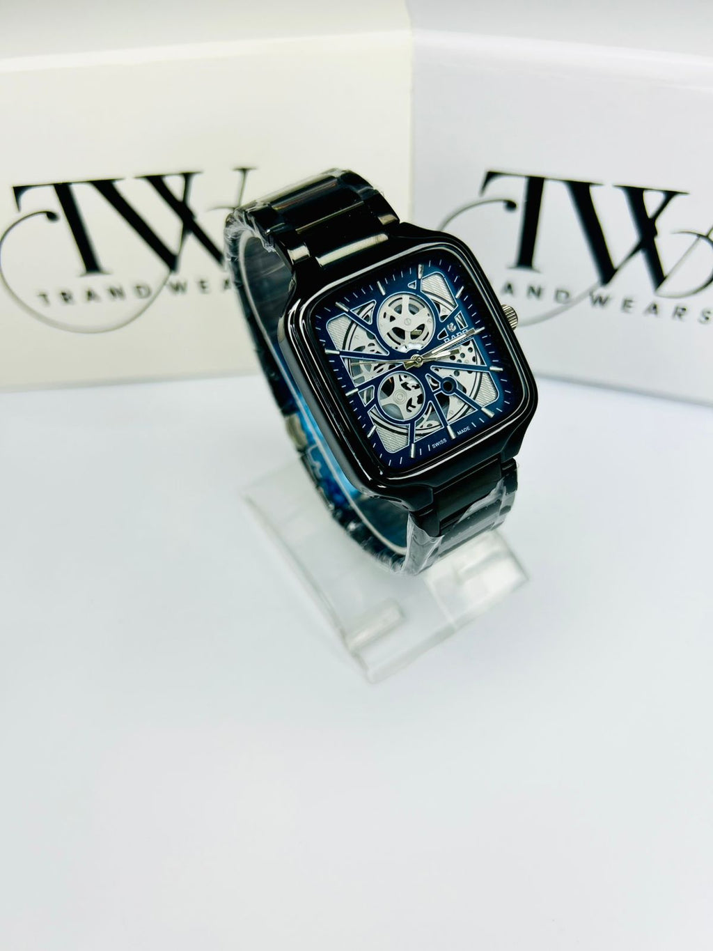 Men’s Square Dial Watch – Blue Dial, Stylish Modern Analog Wrist Watch, Luxury Casual & Formal Watch