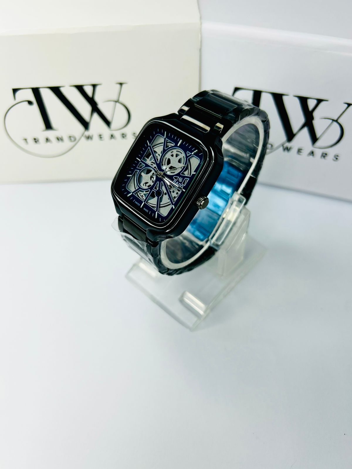 Men’s Square Dial Watch – Blue Dial, Stylish Modern Analog Wrist Watch, Luxury Casual & Formal Watch