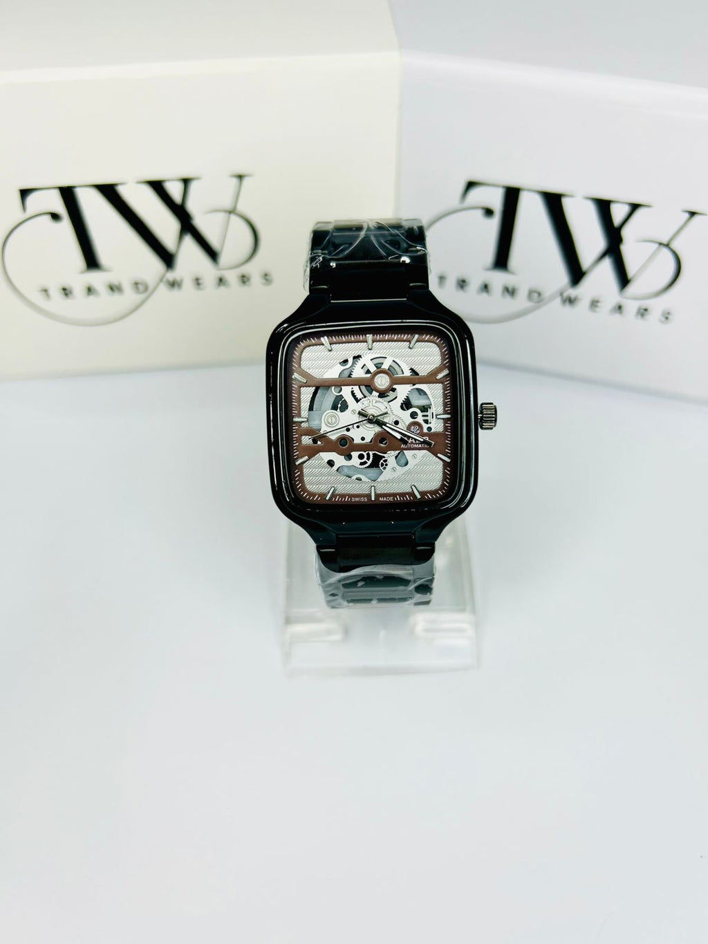Men’s Square Dial Watch – Brown Dial, Stylish Modern Analog Wrist Watch, Luxury Casual & Formal Watch