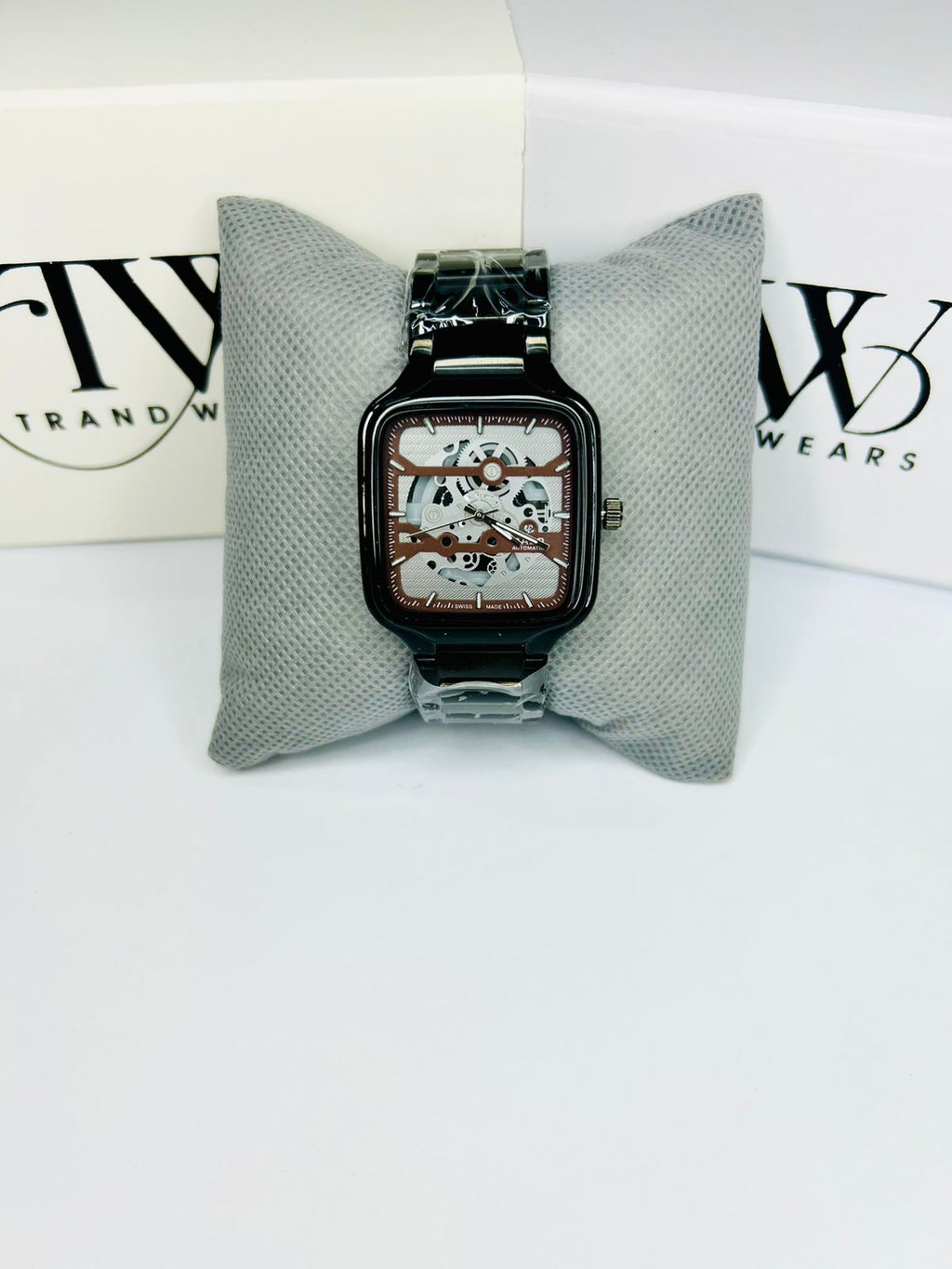 Men’s Square Dial Watch – Brown Dial, Stylish Modern Analog Wrist Watch, Luxury Casual & Formal Watch