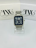 Men’s Square Dial Watch – blue Dial, Silver Stainless Steel Strap, Modern Luxury Analog Wrist Watch