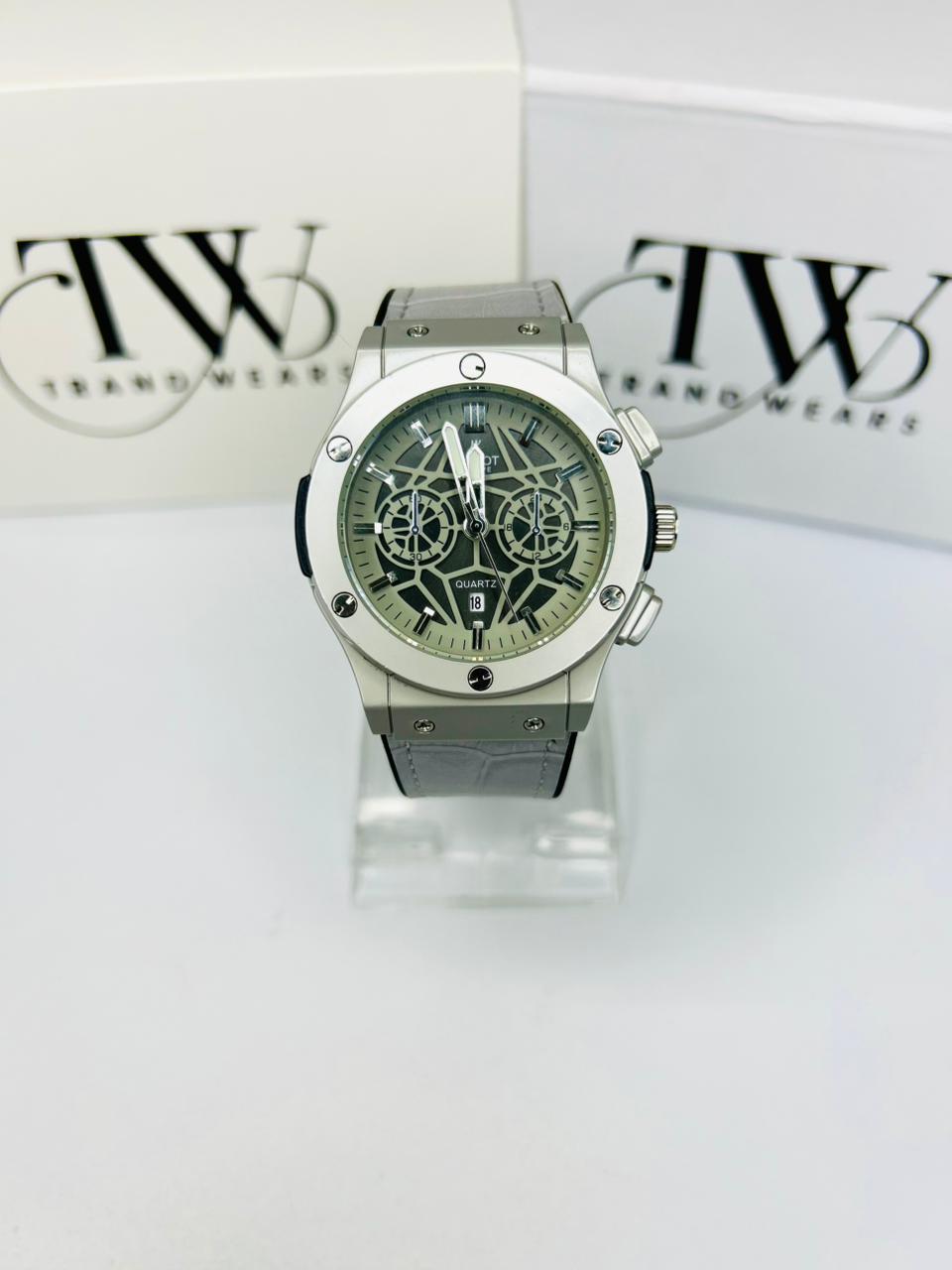 HB Men’s White Dial Leather Strap snake tecture Watch – Classic Analog Wrist Watch for Formal & Casual Wear