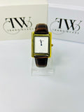 TW Brown Strap Watch – White Dial Elegant Design