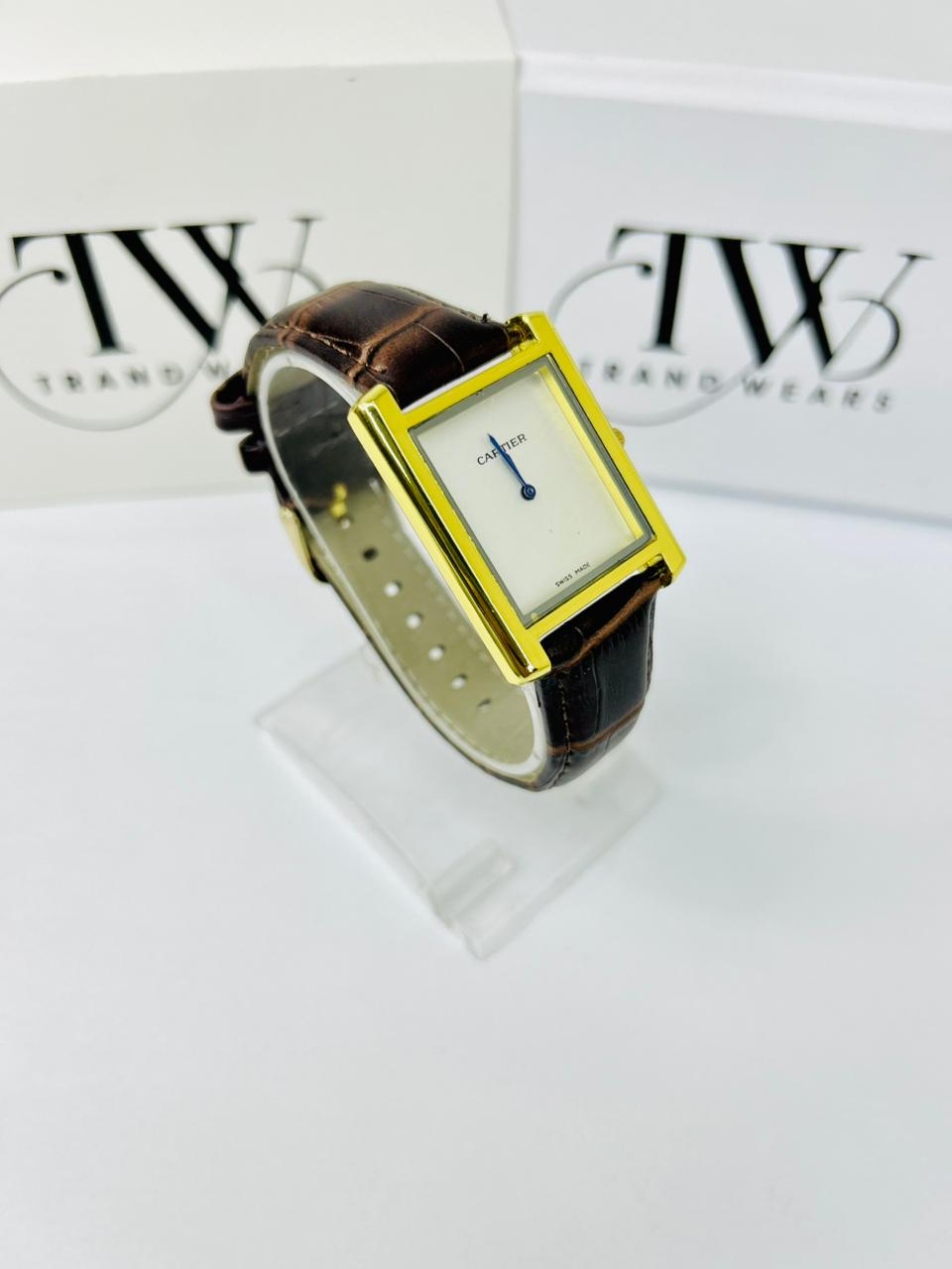 TW Brown Strap Watch – White Dial Elegant Design