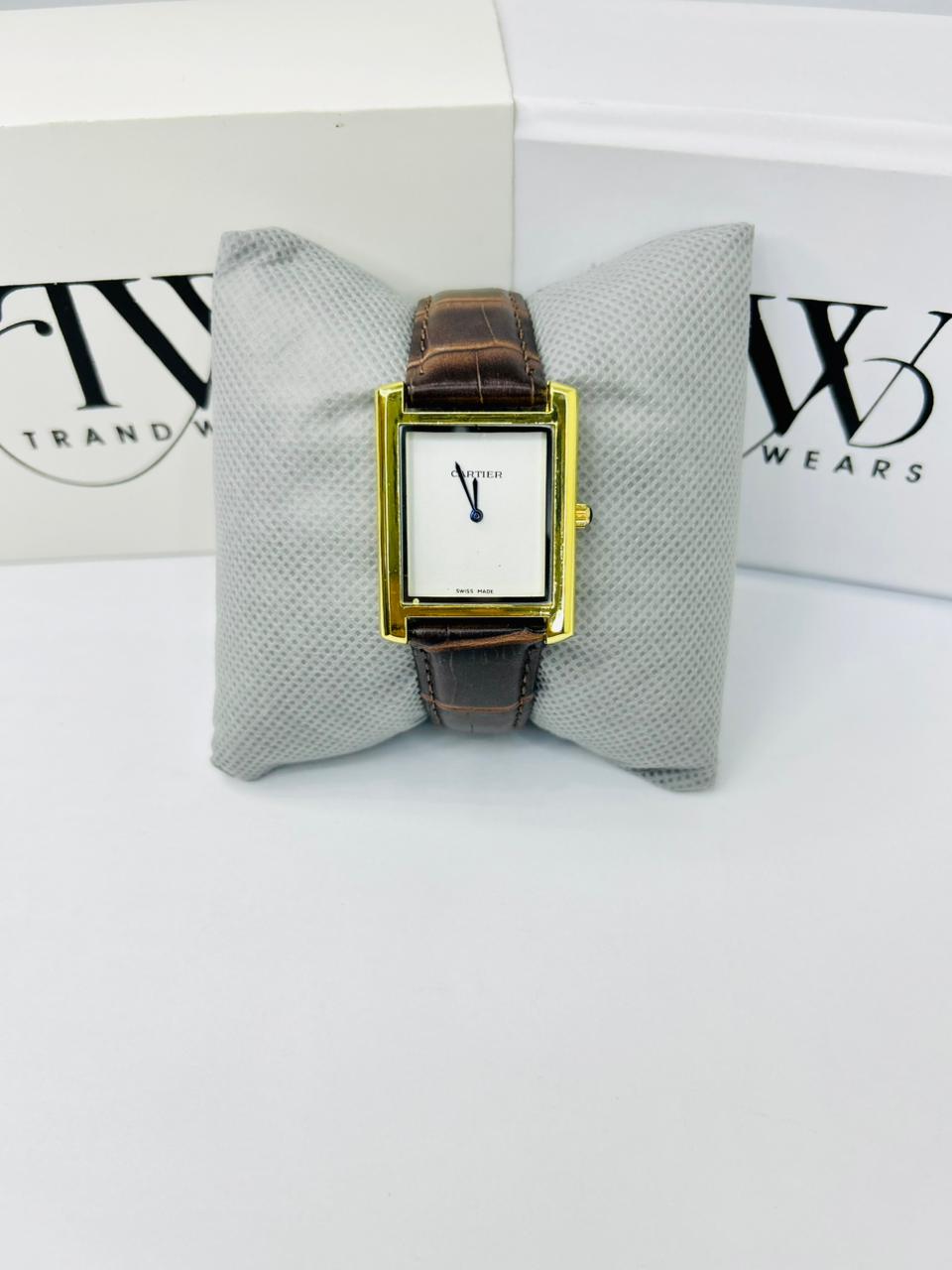 TW Brown Strap Watch – White Dial Elegant Design
