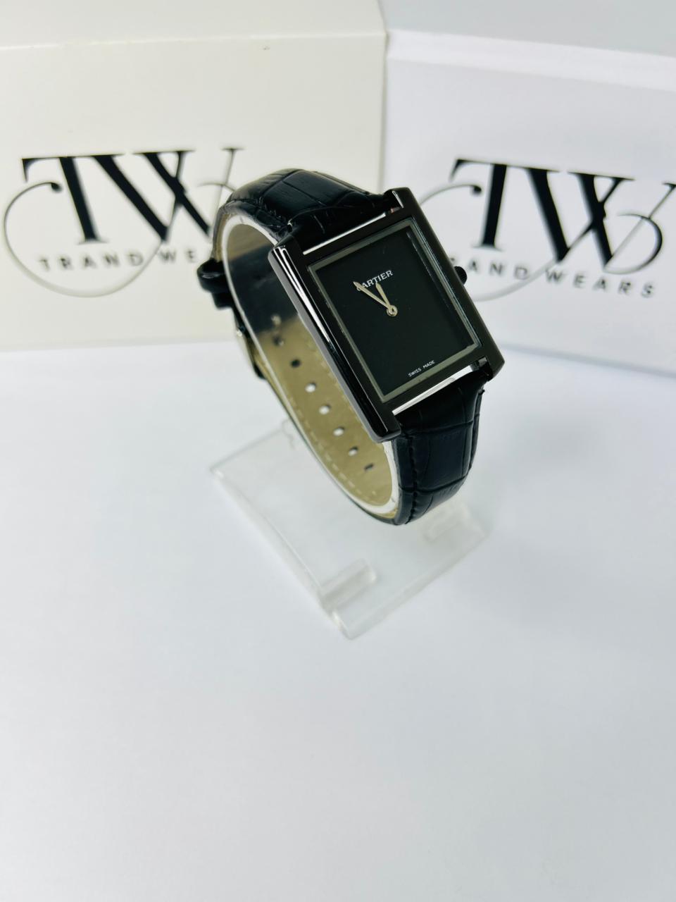 TW Black Strap Watch – Black Dial Sleek Design