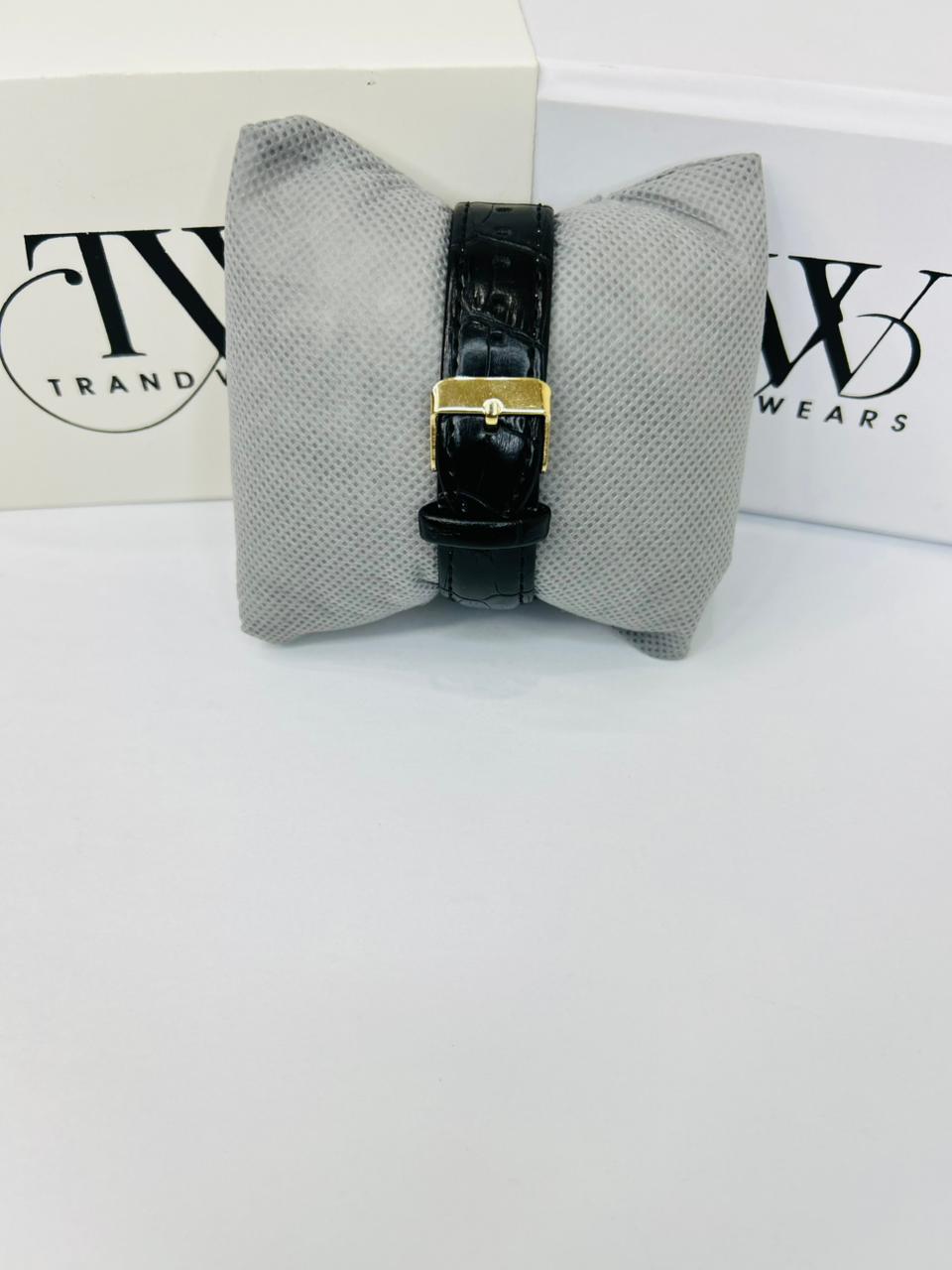 TW Black Strap Watch – Black Dial Sleek Design