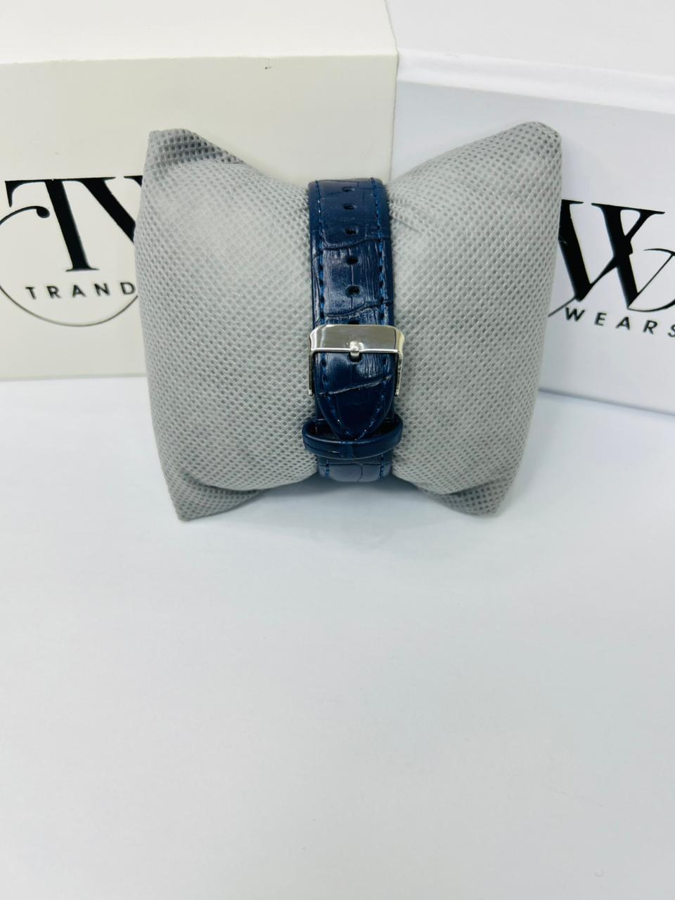 TW Blue Strap Watch – White Dial Elegant Style