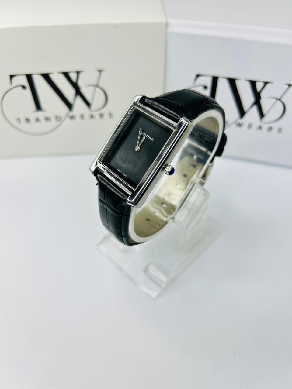 TW Black Strap Watch – Black Dial Sleek Design