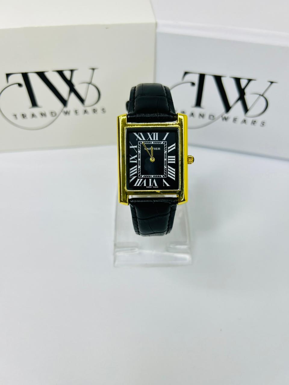 TW Black Strap Watch – Black Dial Sleek Design