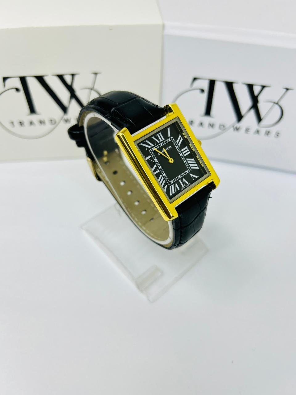 TW Black Strap Watch – Black Dial Sleek Design