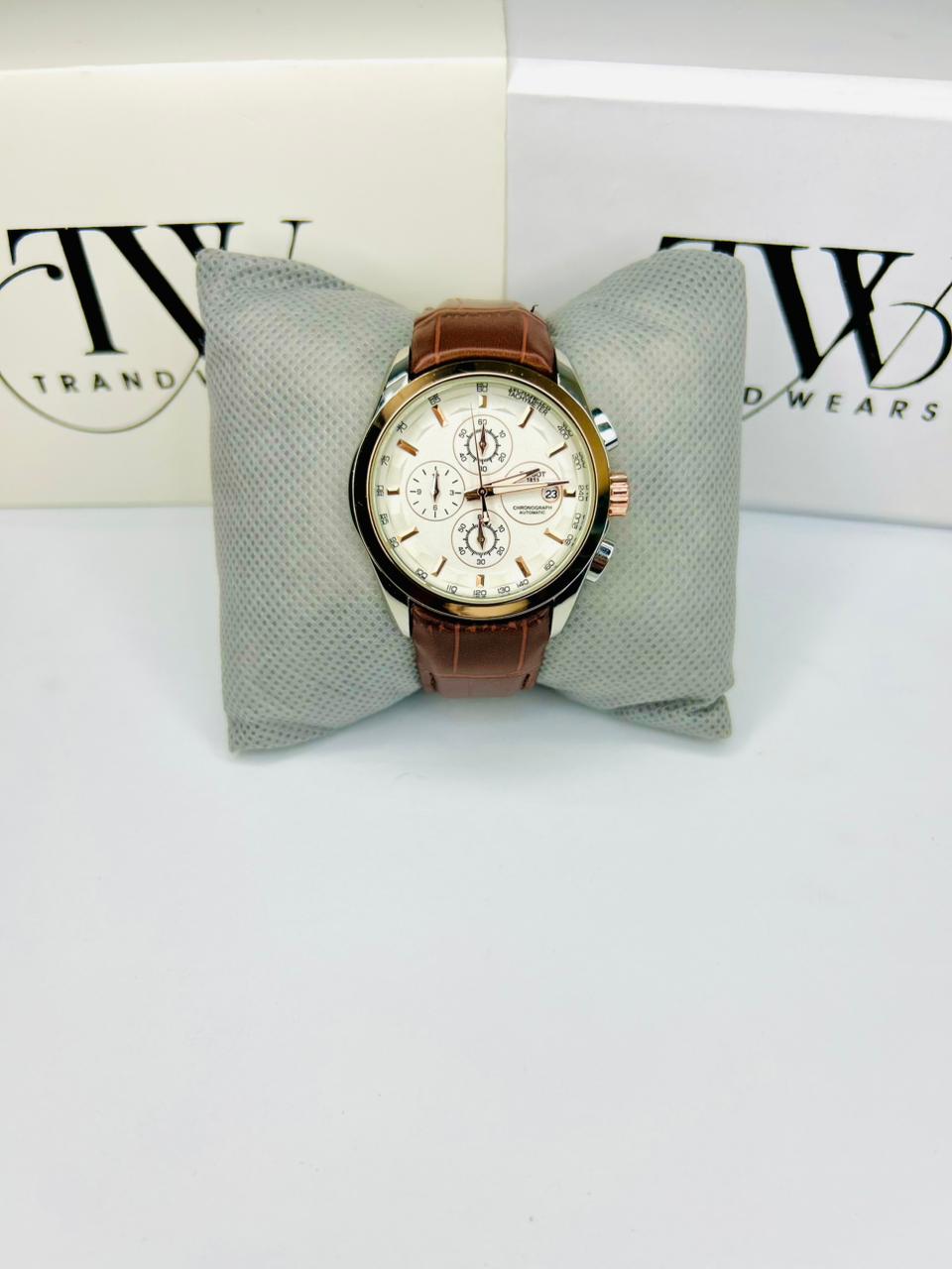 TW Brown Strap Watch with Working Chronograph – Stylish & Premium Design