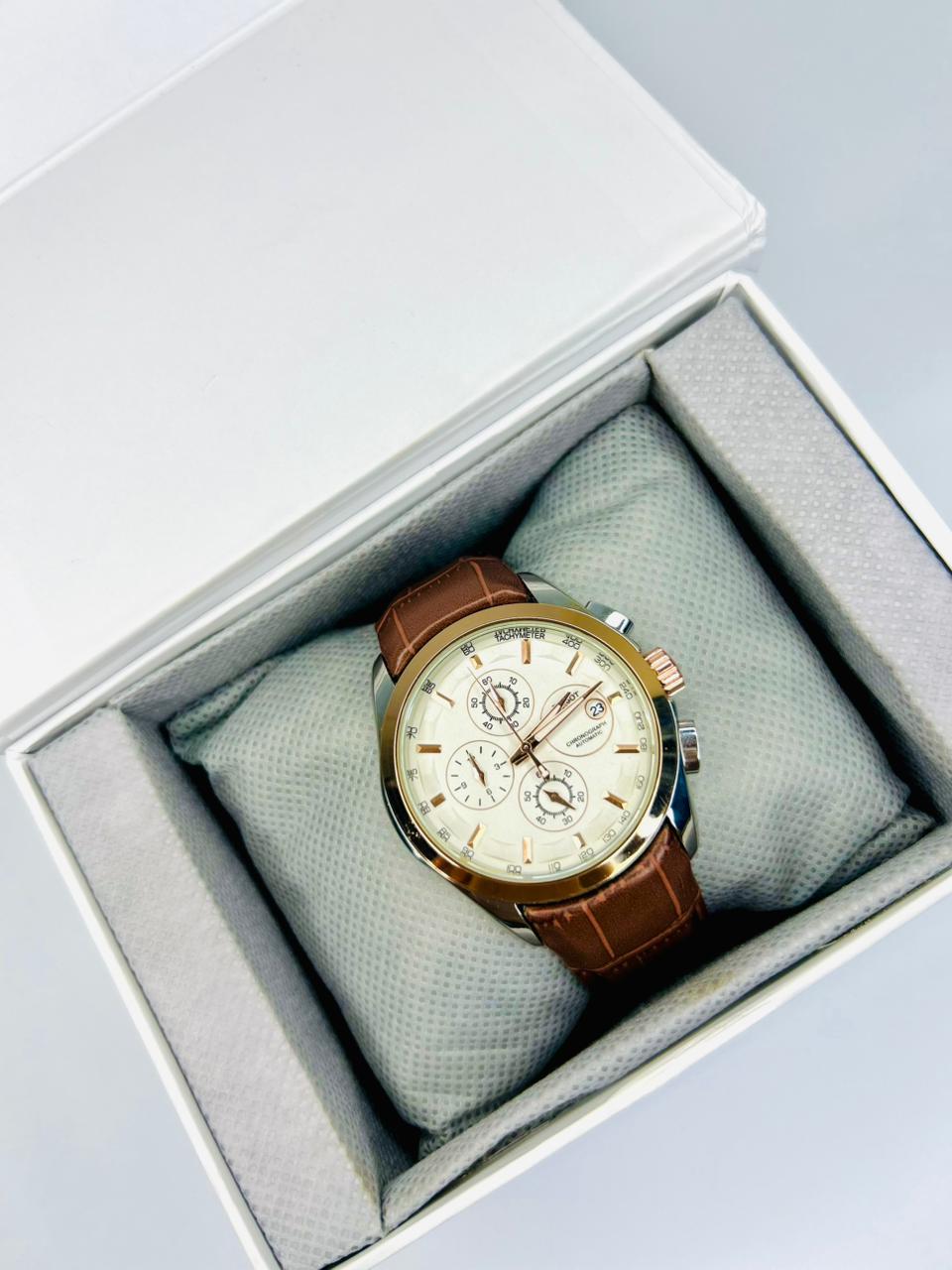 TW Brown Strap Watch with Working Chronograph – Stylish & Premium Design