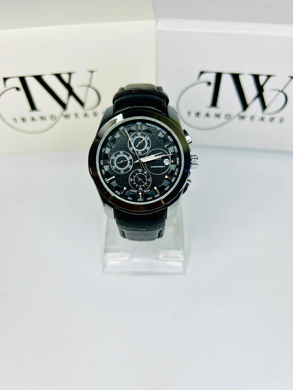 TW Black Strap Watch with Working Chronograph – Stylish & Premium Design