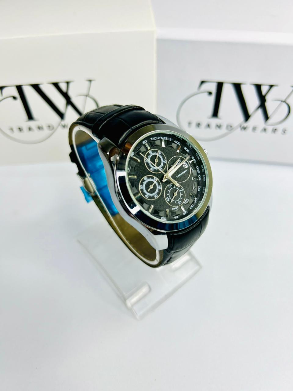 TW Black Strap Watch with Working Chronograph – Stylish & Premium Design
