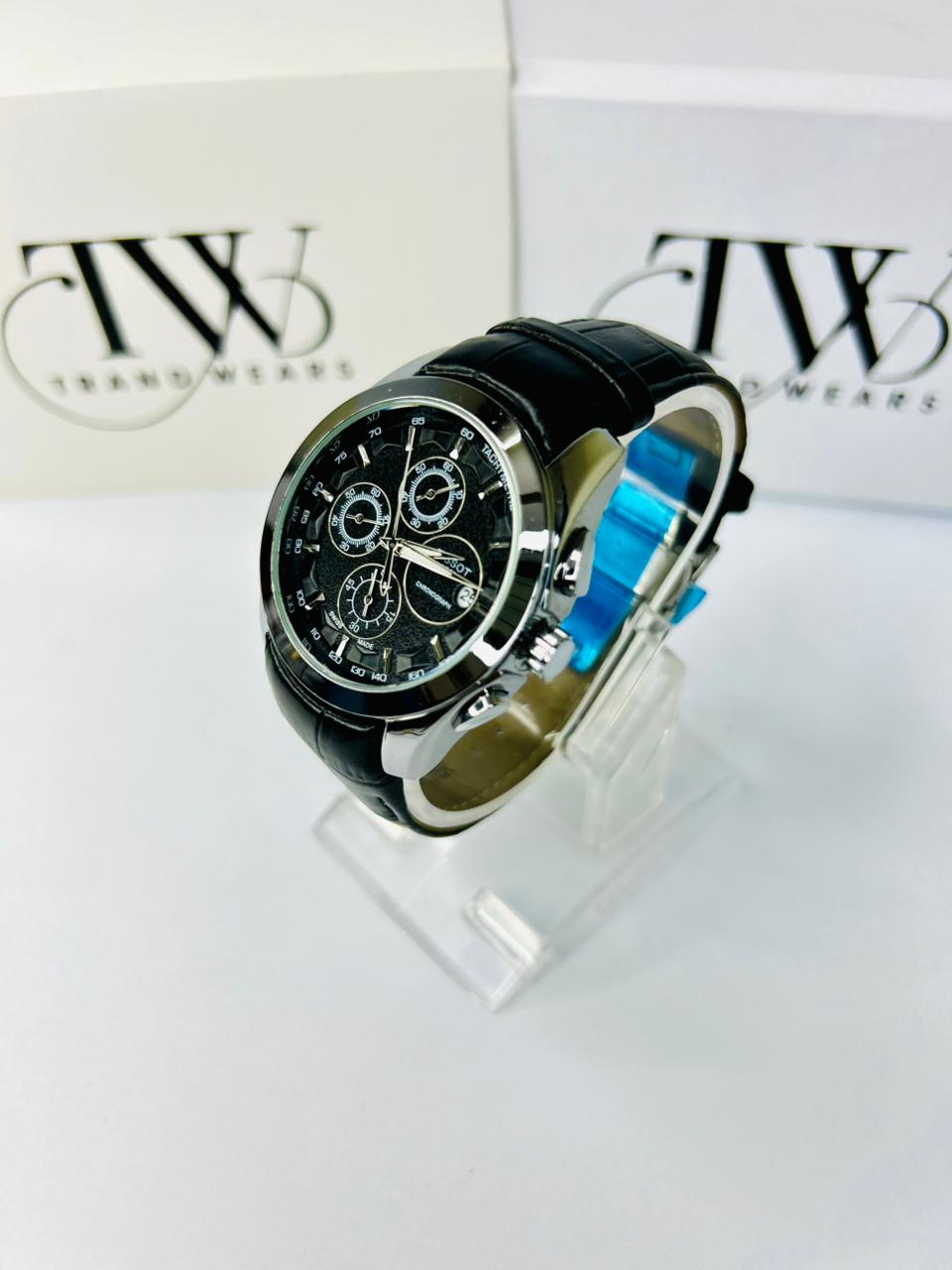 TW Black Strap Watch with Working Chronograph – Stylish & Premium Design