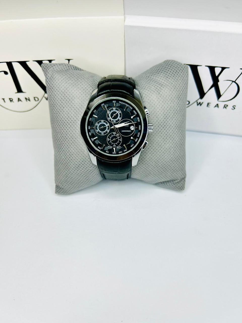 TW Black Strap Watch with Working Chronograph – Stylish & Premium Design