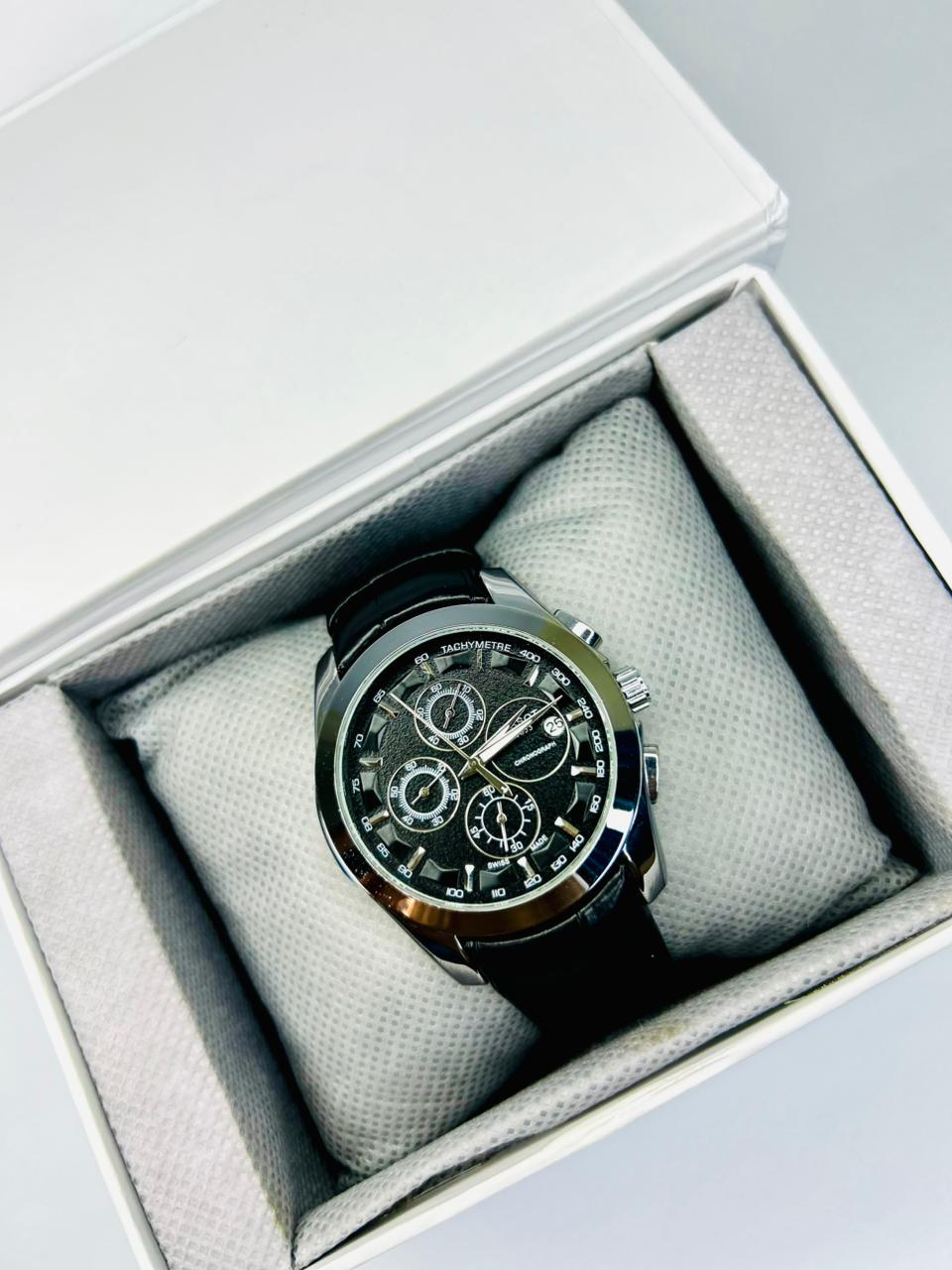 TW Black Strap Watch with Working Chronograph – Stylish & Premium Design