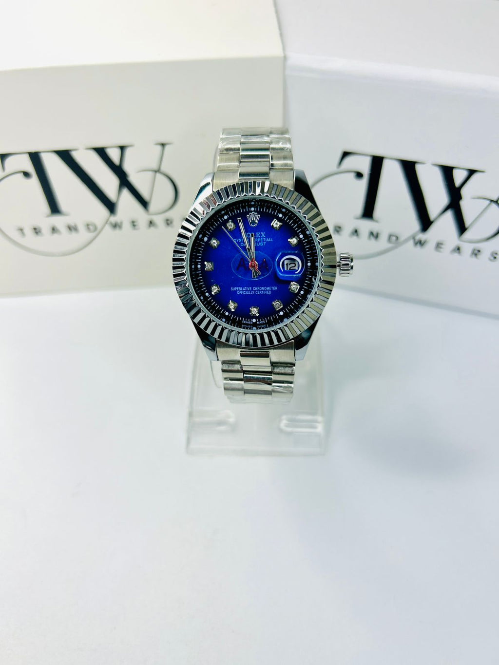 TW Watch Blue Dial Silver Tone – Luxury Stylish Men’s Wrist Watch