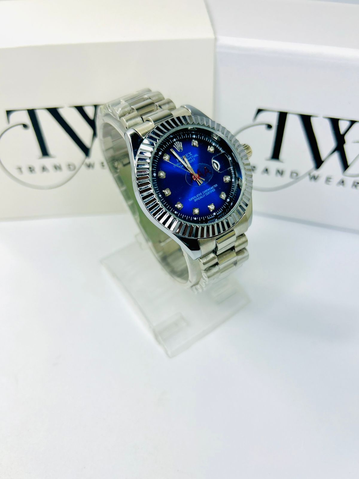 TW Watch Blue Dial Silver Tone – Luxury Stylish Men’s Wrist Watch
