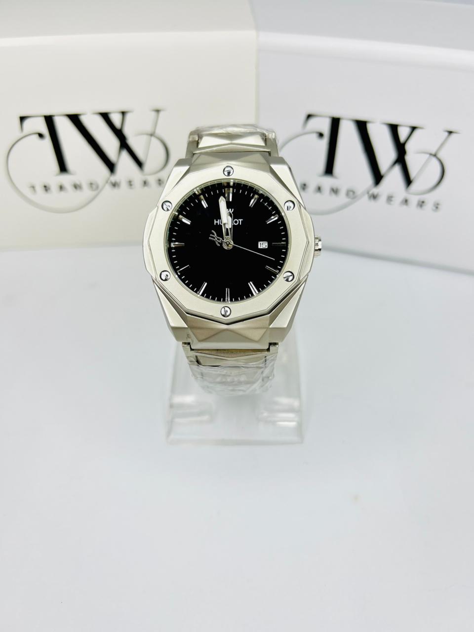 HB Stainless Steel Black Dial Watch