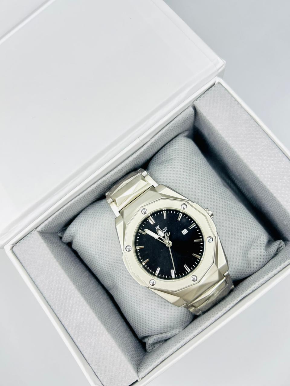 HB Stainless Steel Black Dial Watch