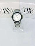 PP Premium White Dial Stainless Steel Watch with Butterfly Lock