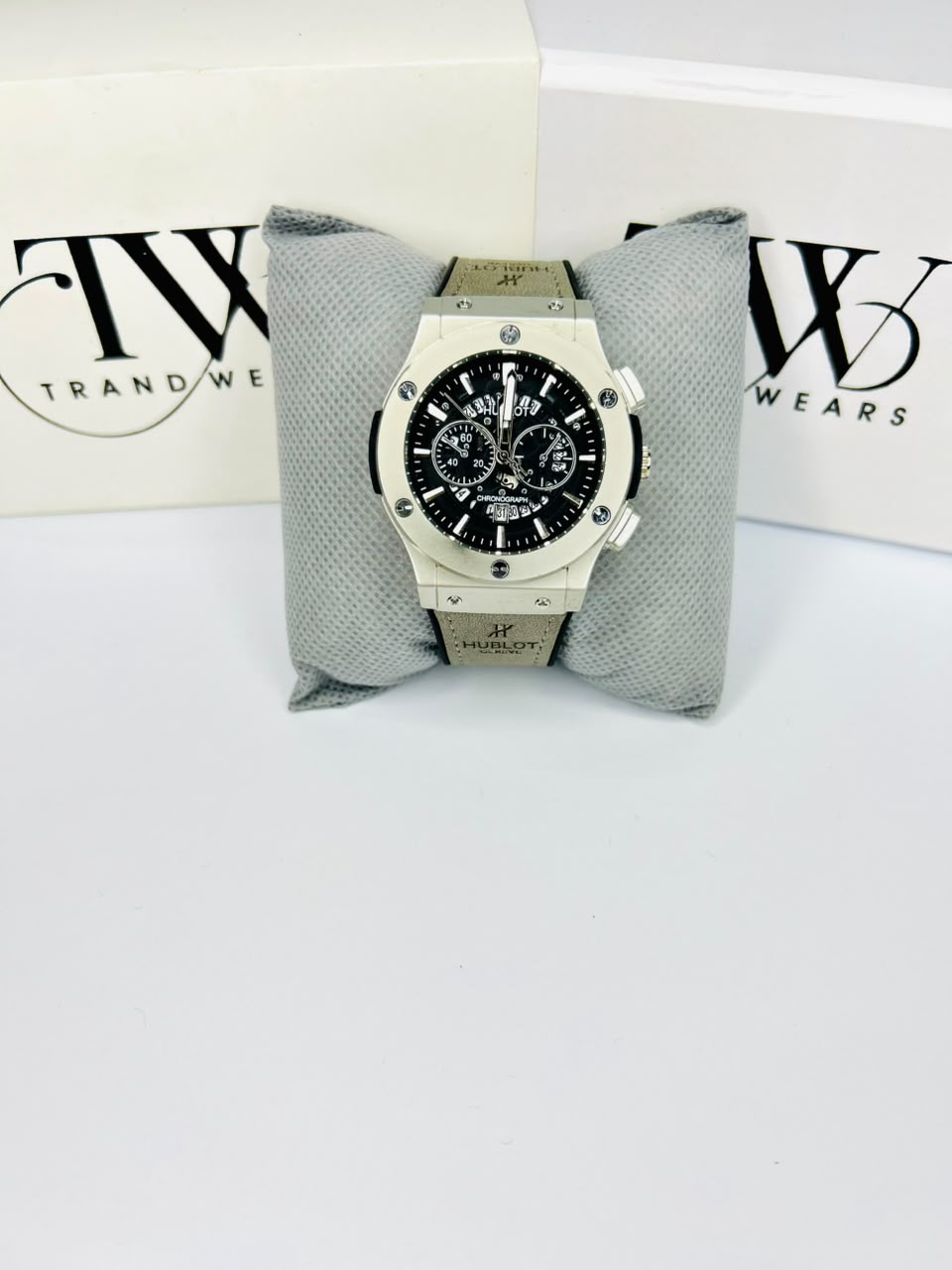 HB White Strap Black Dial Watch – Modern & Stylish Timepiece for Men