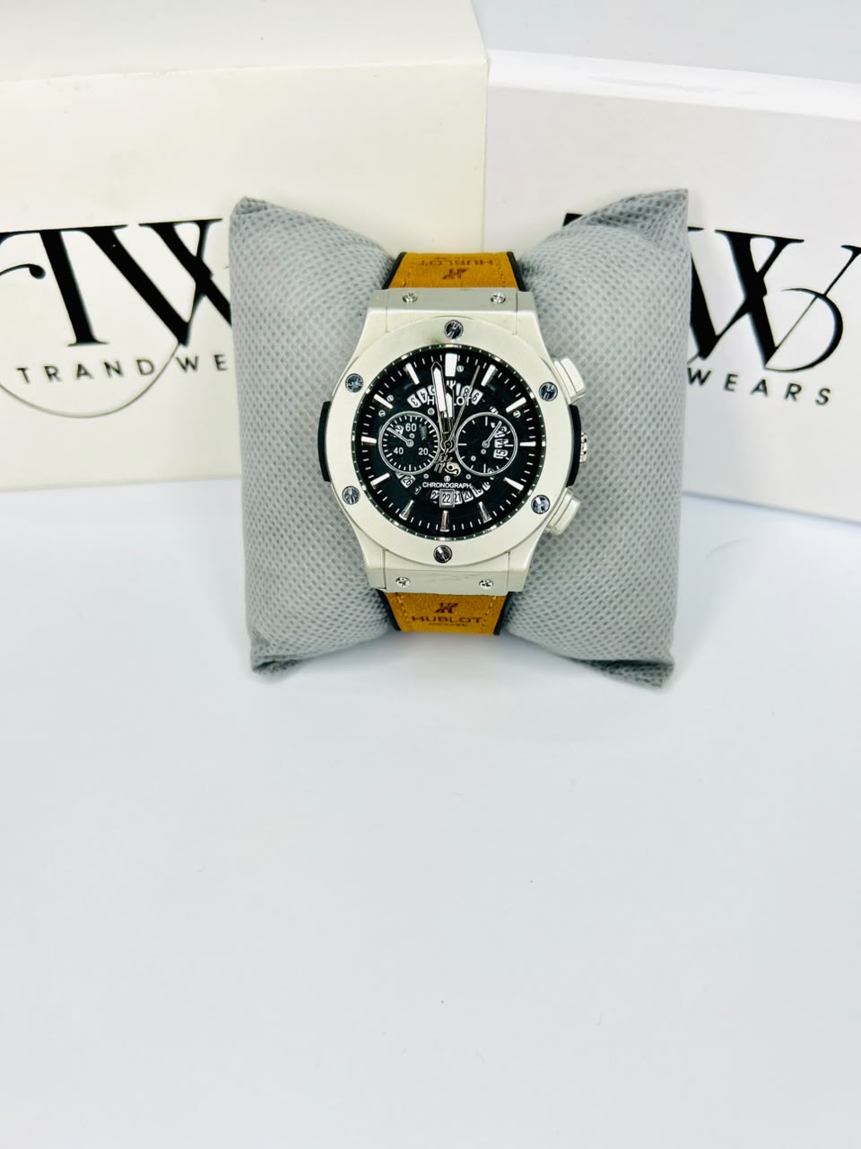 HB Brown Strap Black Dial Watch – Classic & Elegant Men's Timepiece