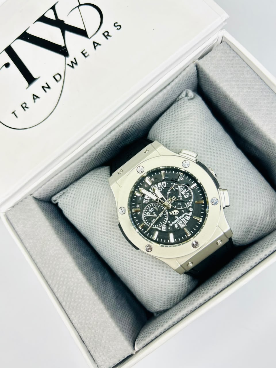 HB Black Strap Black Dial Watch – Bold & Sophisticated Men's Timepiece