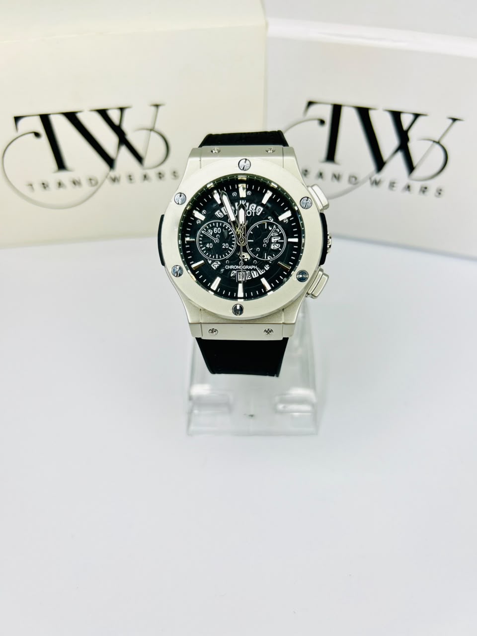 HB Black Strap Black Dial Watch – Bold & Sophisticated Men's Timepiece