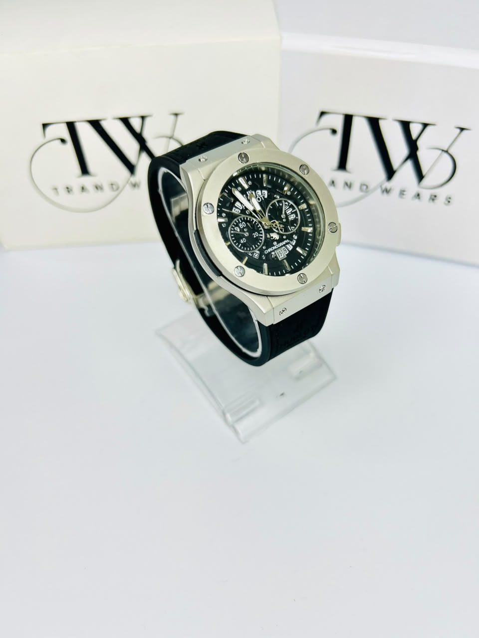 HB Black Strap Black Dial Watch – Bold & Sophisticated Men's Timepiece