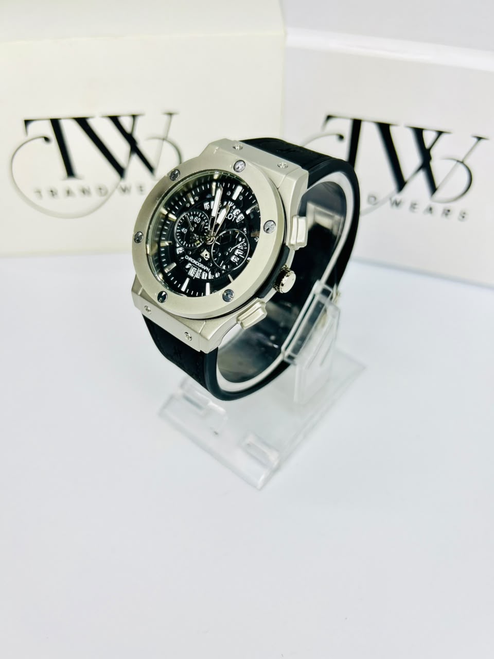 HB Black Strap Black Dial Watch – Bold & Sophisticated Men's Timepiece
