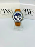 TE Watch Original Brown Leather Strap Blue Dial Moon Phase Chronograph Working & Date Feature – Water Resistant