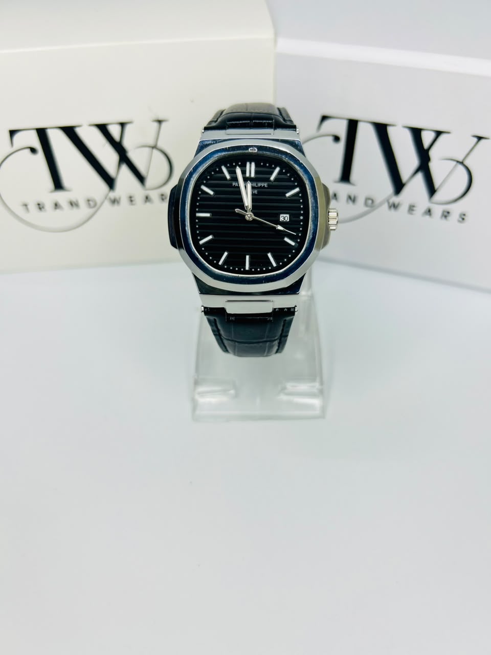PP Black Dial Date & Day Feature Stainless Steel Men's Watch – Premium Quartz Analog Wrist Watch
