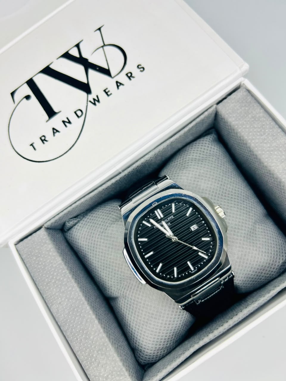 PP Black Dial Date & Day Feature Stainless Steel Men's Watch – Premium Quartz Analog Wrist Watch