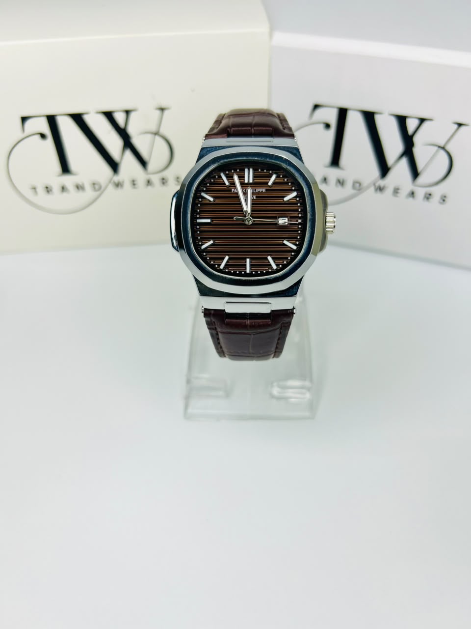 PP Brown Dial Date & Day Feature Stainless Steel Men's Watch – Premium Quartz Analog Wrist Watch