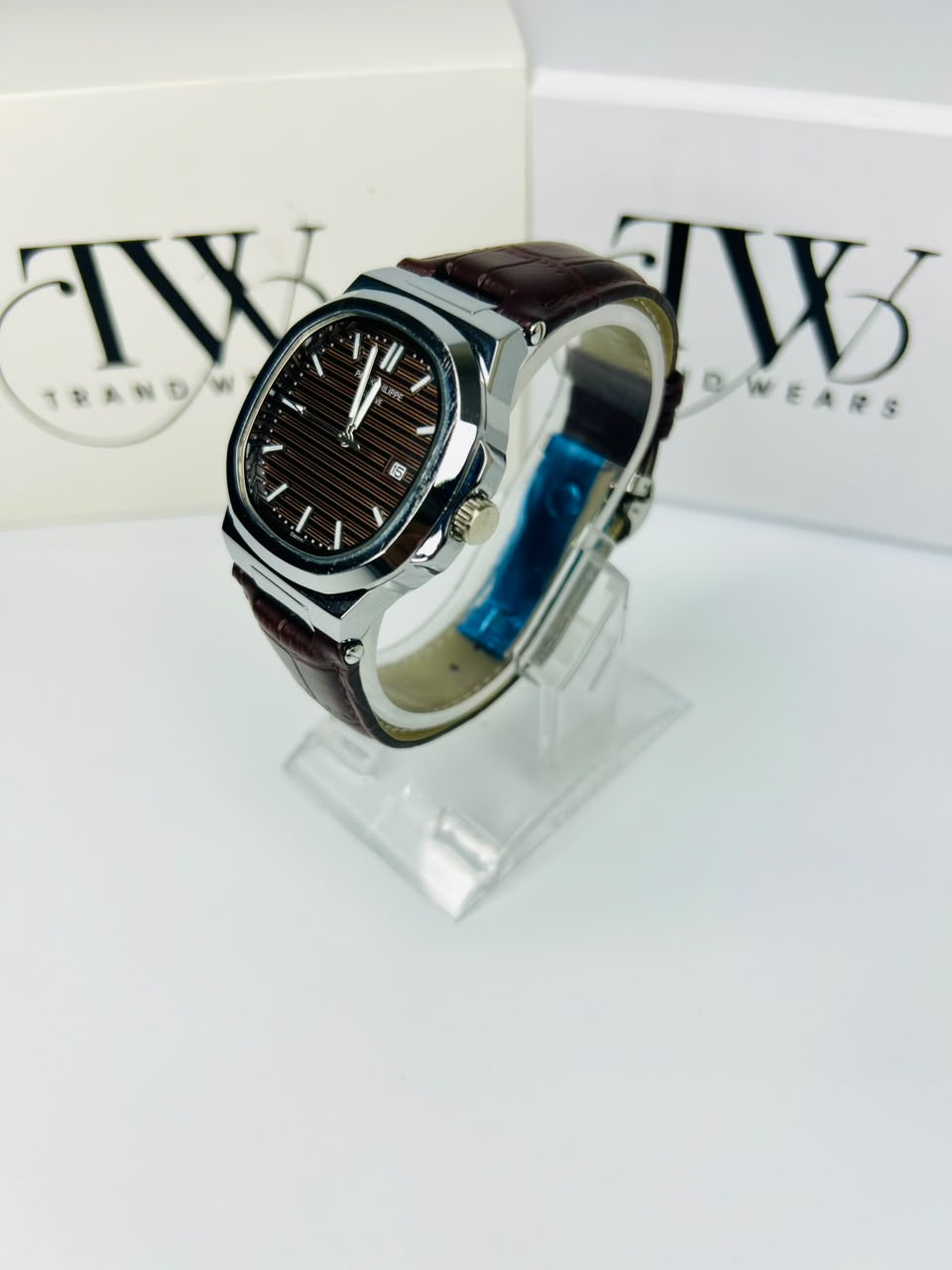 PP Brown Dial Date & Day Feature Stainless Steel Men's Watch – Premium Quartz Analog Wrist Watch