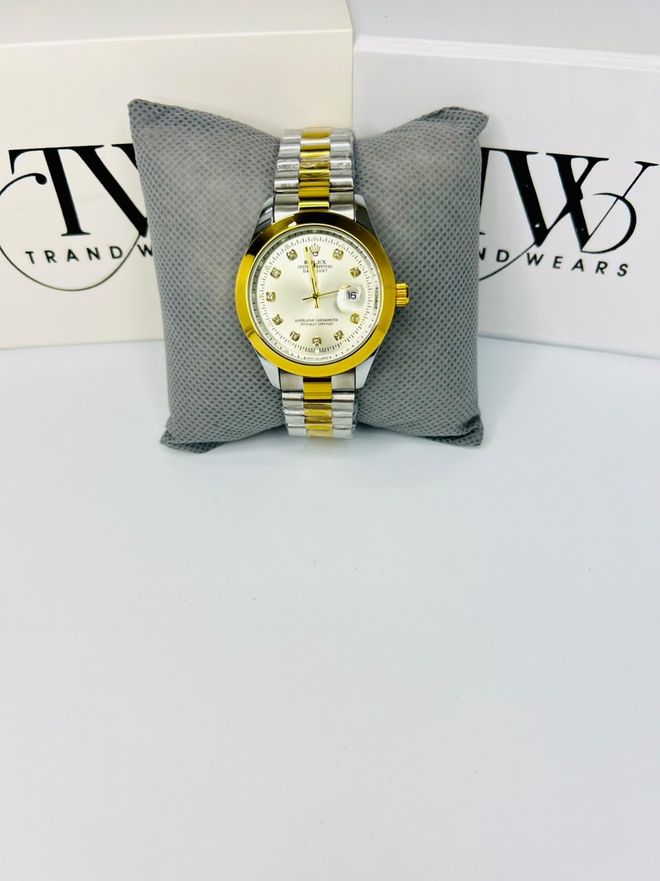 Men's White Dial 2 Tone Stainless Steel Watch | Premium Plain Dial Analog Wrist Watch | Elegant Fashion Timepiece