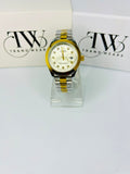 Men's White Dial 2 Tone Stainless Steel Watch | Premium Plain Dial Analog Wrist Watch | Elegant Fashion Timepiece